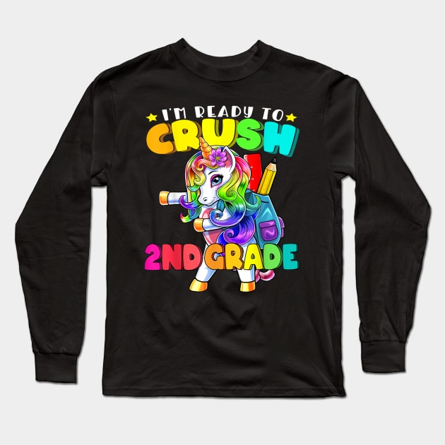 2nd Grade Flossing Unicorn Back to School Shirt Girls Gift Long Sleeve T-Shirt by FONSbually